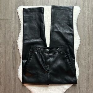 Aritzia Babaton Black Faux Leather Straight Pants